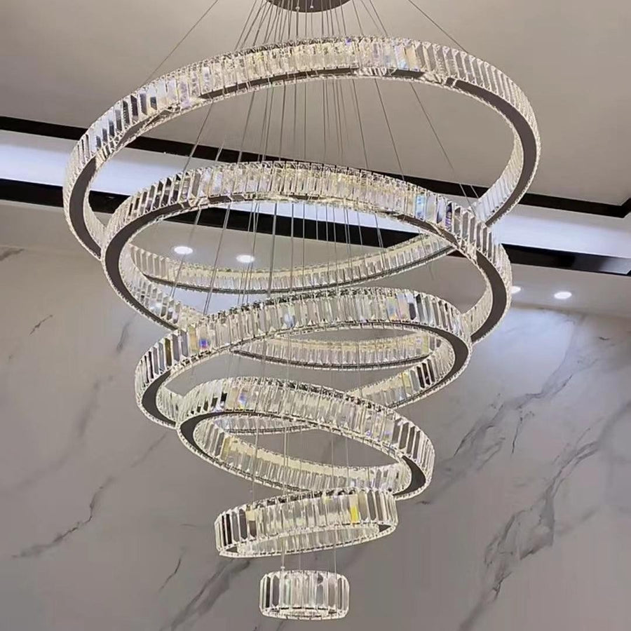Tiered Concentric Crystal Ring Chandelier