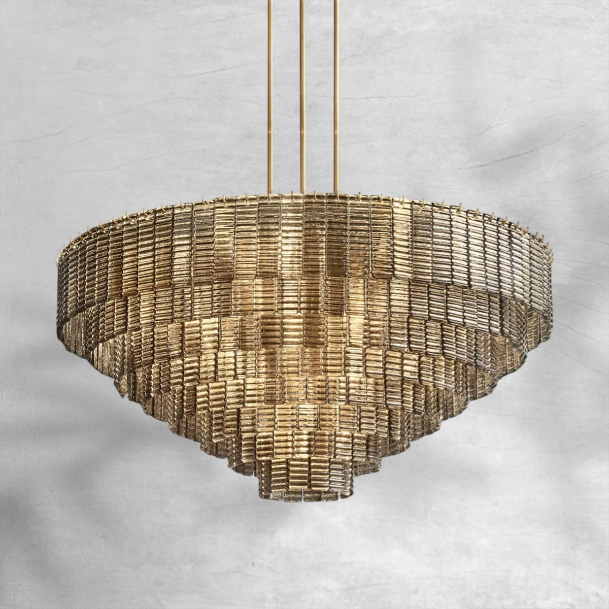 Tiered Concentric Smoke Glass Ring Chandelier