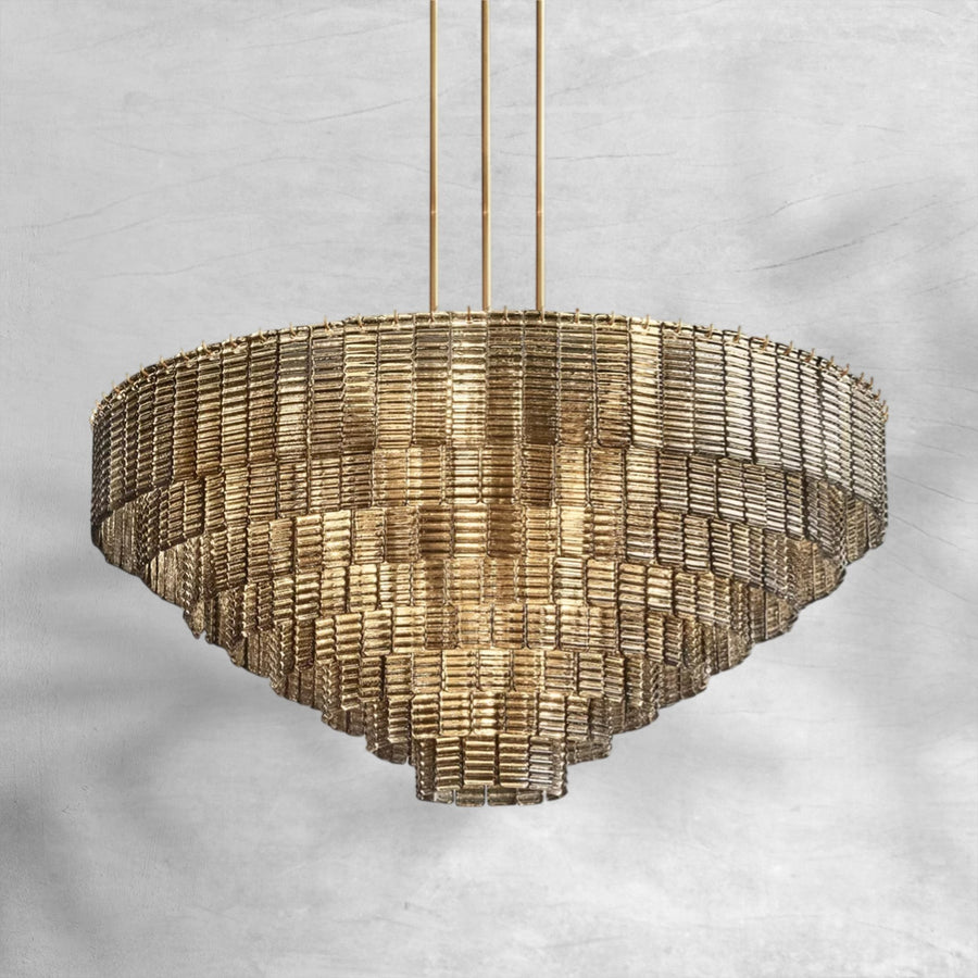 Tiered Concentric Smoke Glass Ring Chandelier