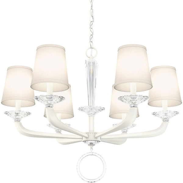Tiered Crystal and Cast Arm Shaded Chandelier