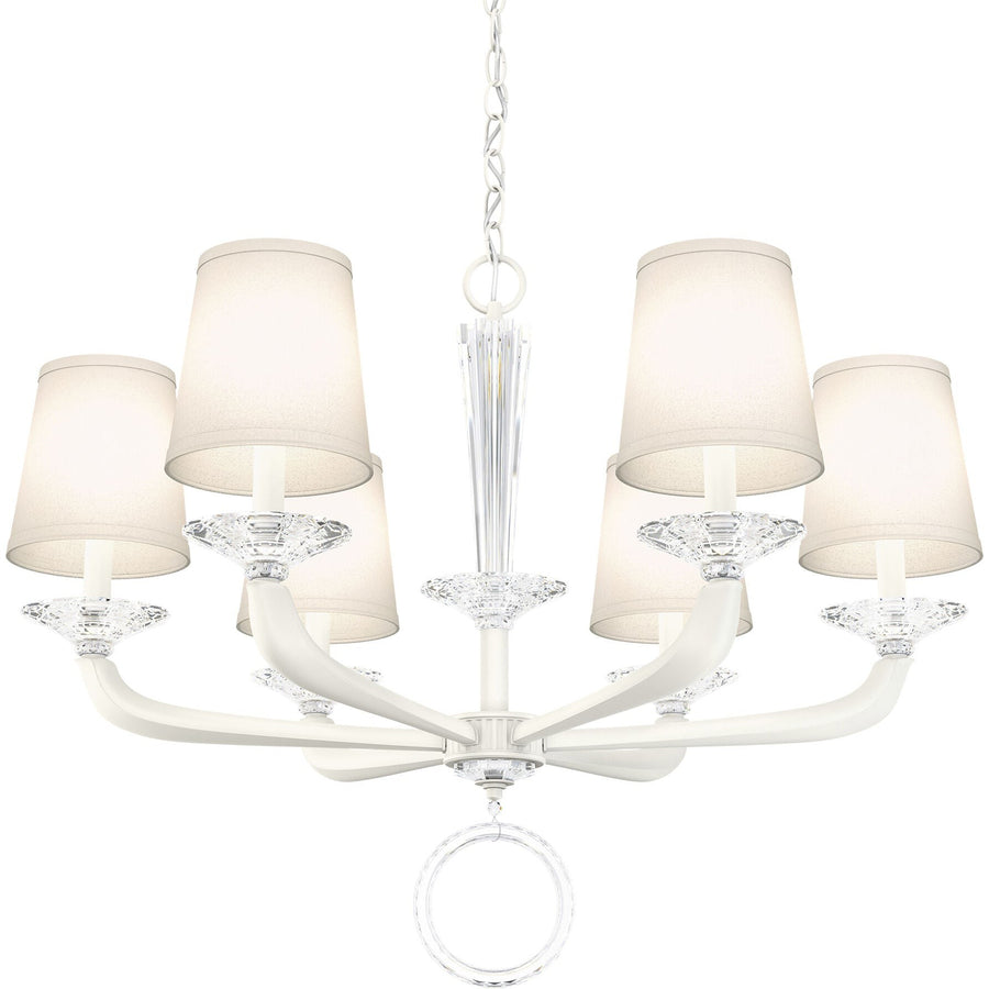 Tiered Crystal and Cast Arm Shaded Chandelier