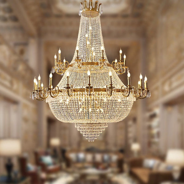 Tiered Crystal Bead Swag Brass Chandelier