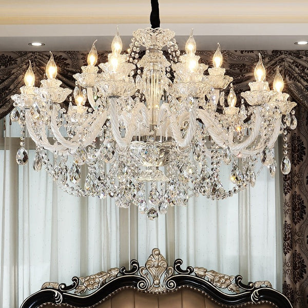 Tiered Crystal Candle Arm Chandelier