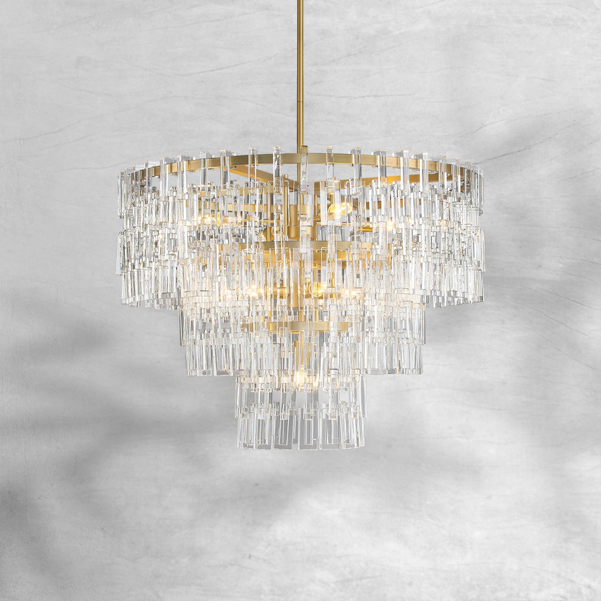 Tiered Crystal Chain Link Ring Chandelier