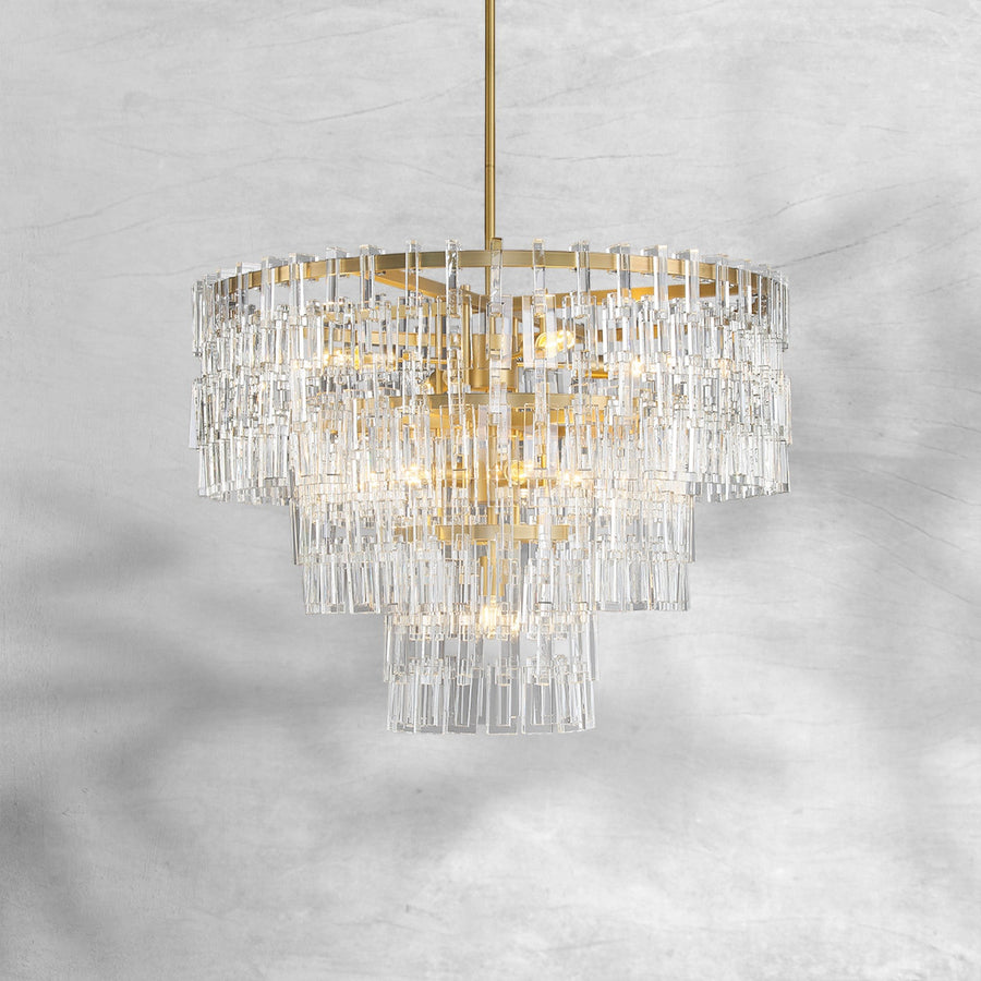 Tiered Crystal Chain Link Ring Chandelier
