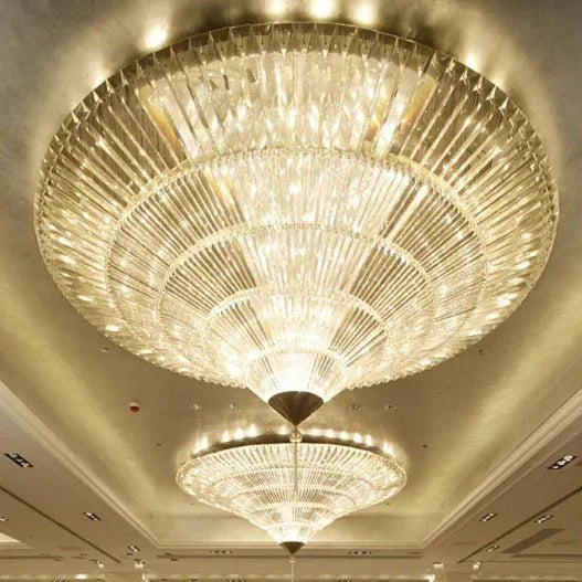 Tiered Crystal Cluster Steel Flush Mount