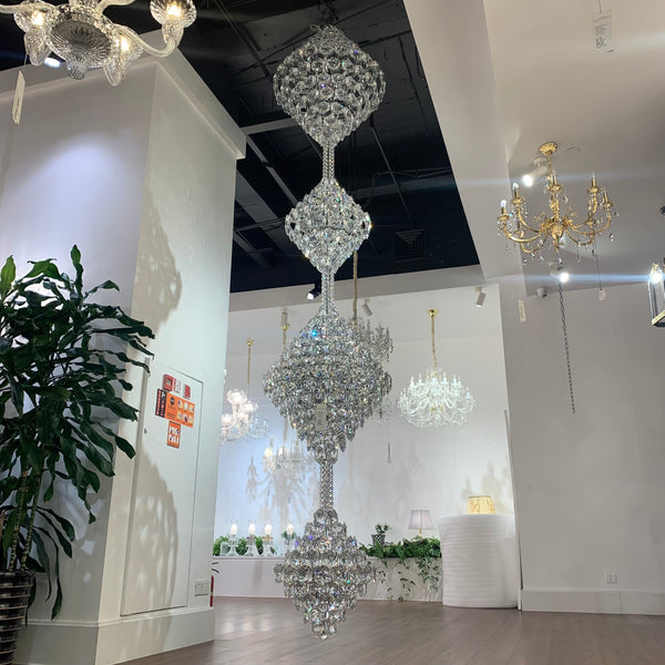 Tiered Crystal Cone Stainless Steel Chandelier