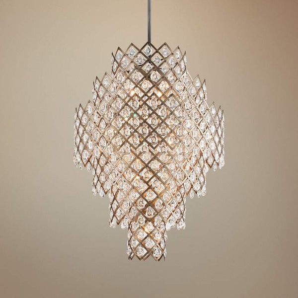 Tiered Crystal Drop Bronze Iron Pendant