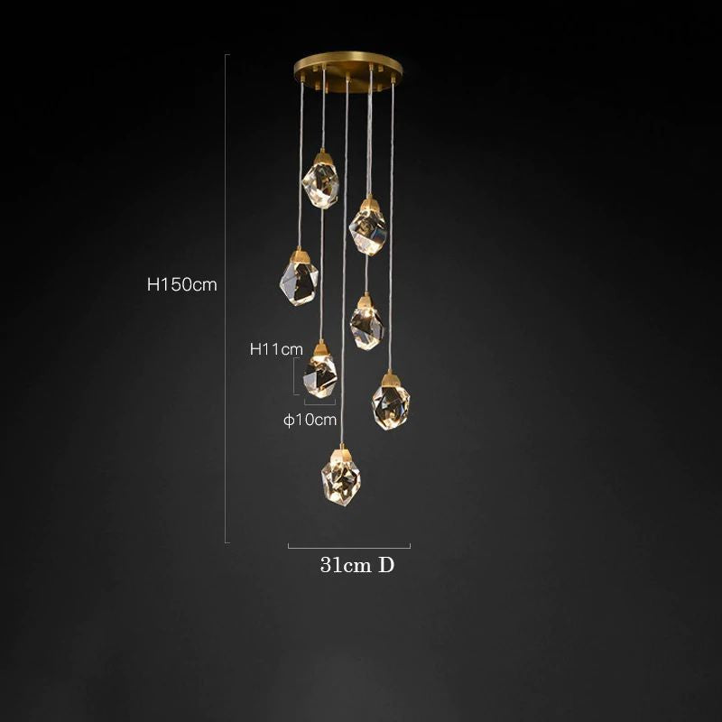 Tiered Crystal Drop Cluster Single Canopy Pendant