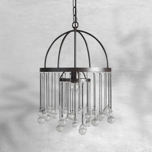 Tiered Crystal Drop Iron Cage Pendant