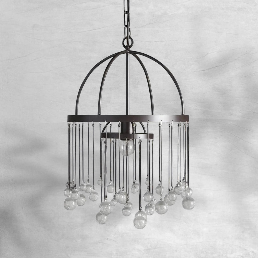 Tiered Crystal Drop Iron Cage Pendant