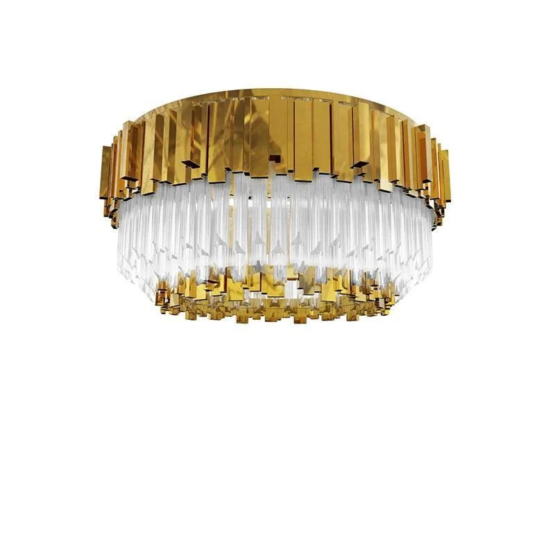 Tiered Crystal Glass Ring Flush Mount
