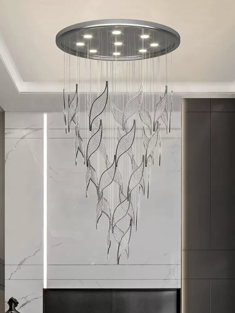 Tiered Crystal Leaf Cascade Chandelier