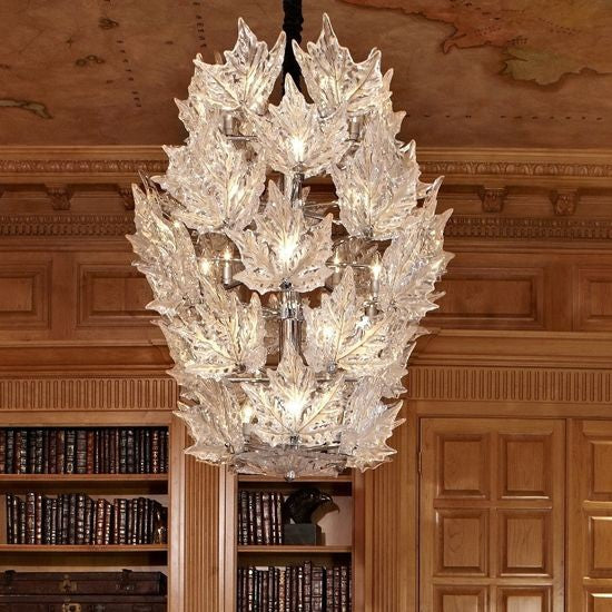 Tiered Crystal Maple Leaf Chandelier