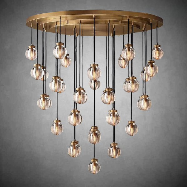Tiered Crystal Pearl Ring Brass Chandelier