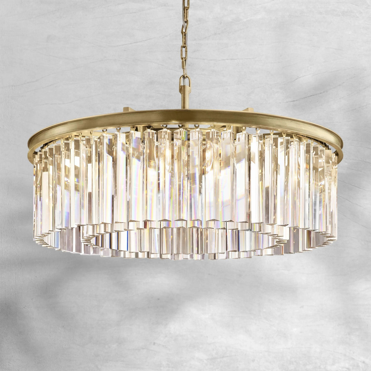 Tiered Crystal Prism Ring Chandelier