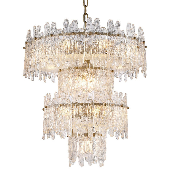 Tiered Crystal Ring and Brass Chandelier