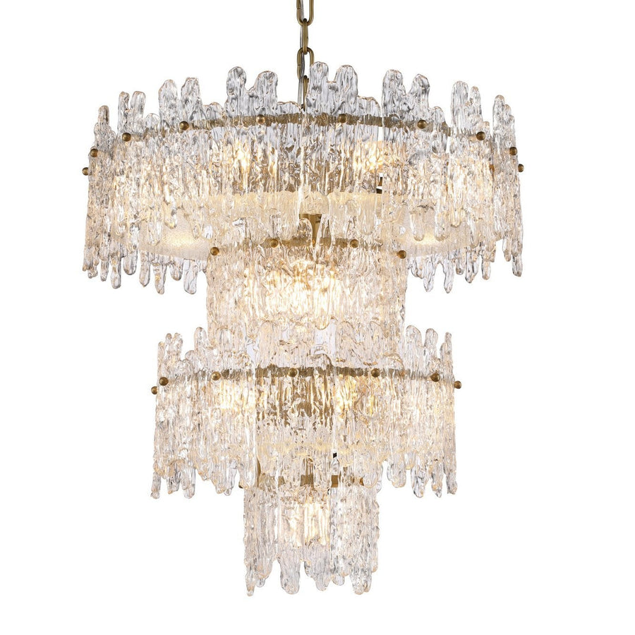 Tiered Crystal Ring and Brass Chandelier