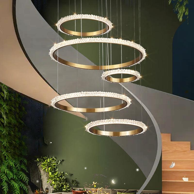 Tiered Crystal Ring Champagne Gold Chandelier