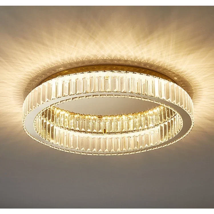 Tiered Crystal Ring Flush Mount Light