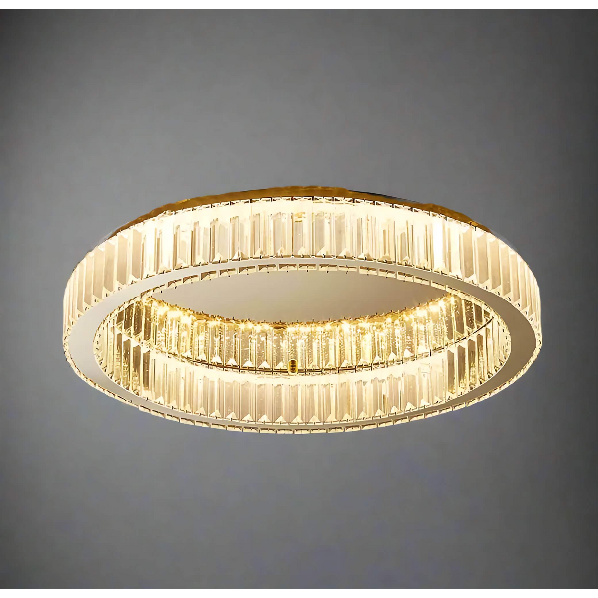 Tiered Crystal Ring Flush Mount Light