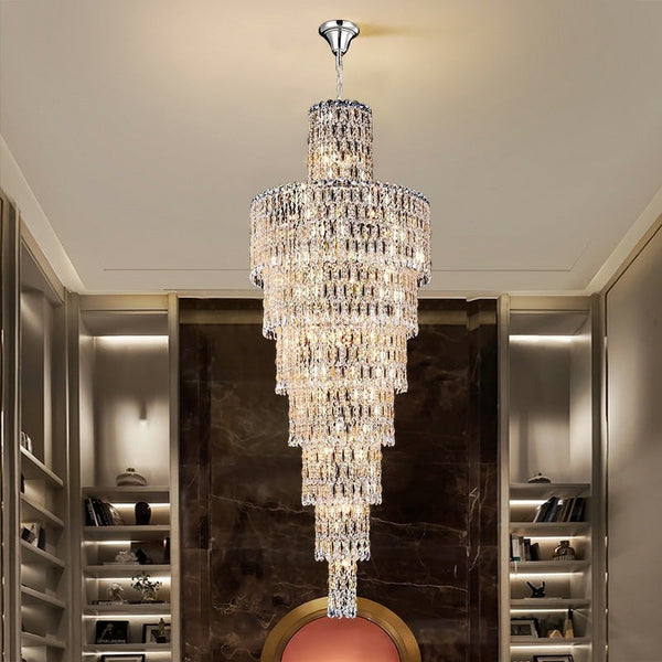 Tiered Crystal Rod Ring Chandelier