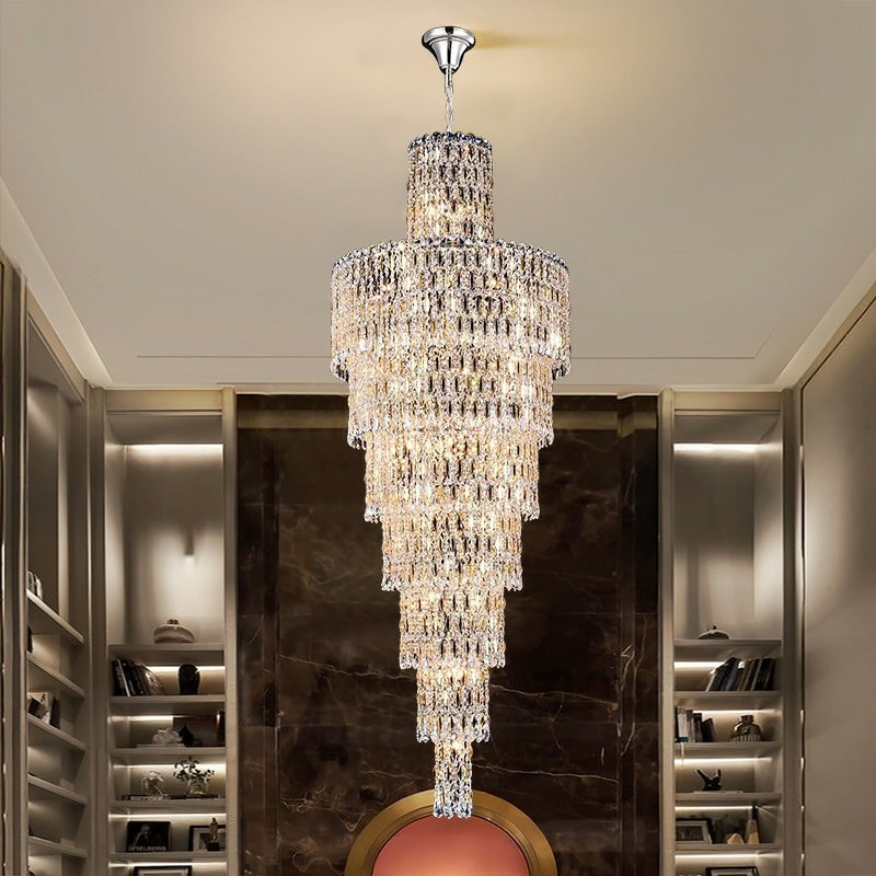 Tiered Crystal Rod Ring Chandelier
