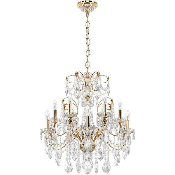 Tiered Crystal Strand Chandelier with Brass Frame