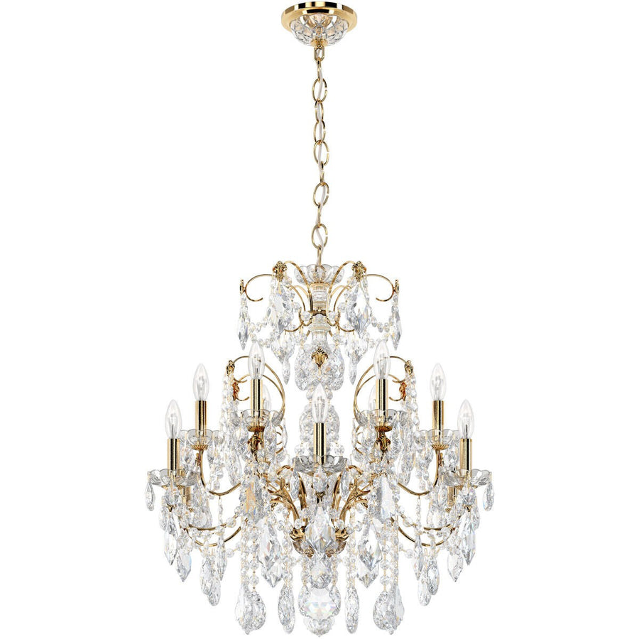 Tiered Crystal Strand Chandelier with Brass Frame