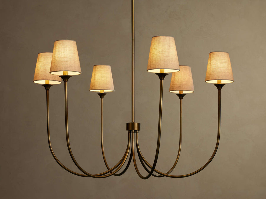 Tiered Curved Metal Arm Chandelier with Clip-On Shades