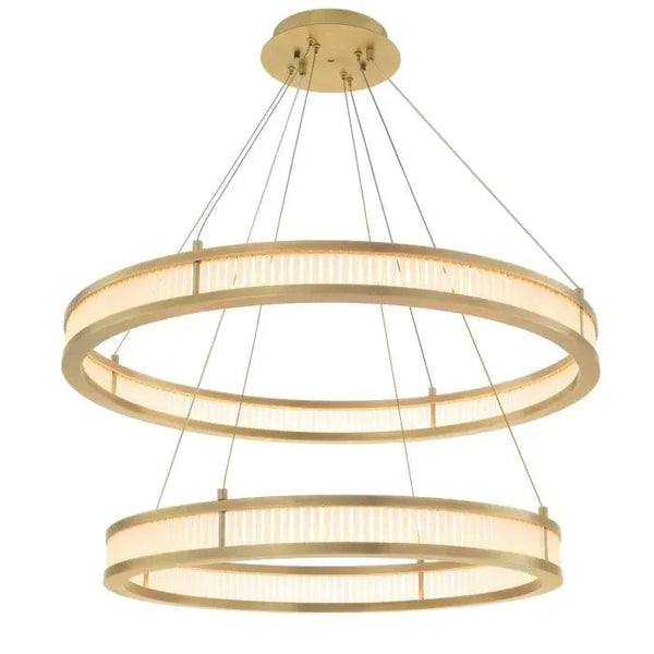 Tiered Double Ring Frosted Glass Rod Chandelier