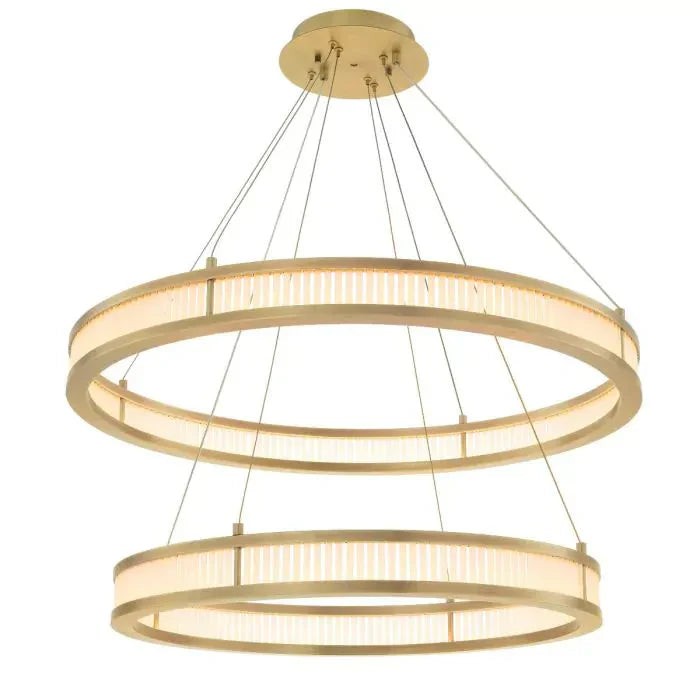 Tiered Double Ring Frosted Glass Rod Chandelier