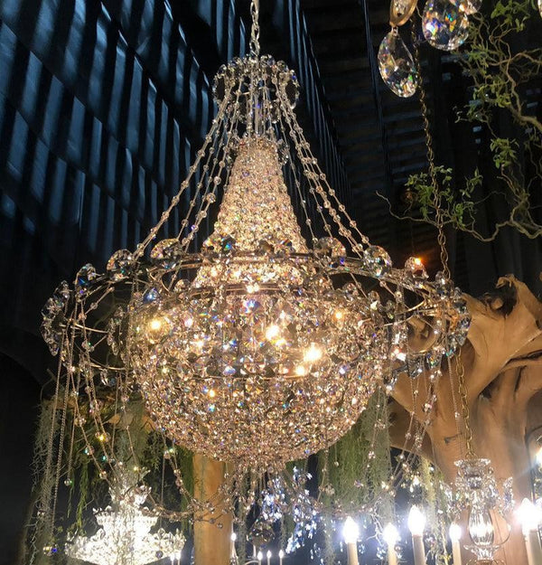 Tiered Empire Crystal and Brass Chandelier