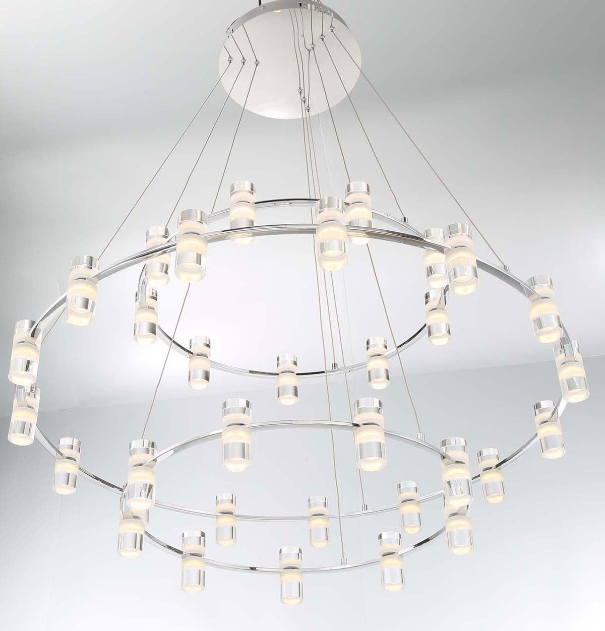 Tiered Faceted Beveled Glass Cluster Chandelier