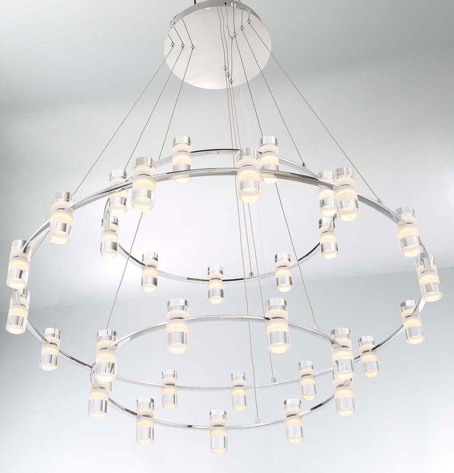 Tiered Faceted Beveled Glass Cluster Chandelier