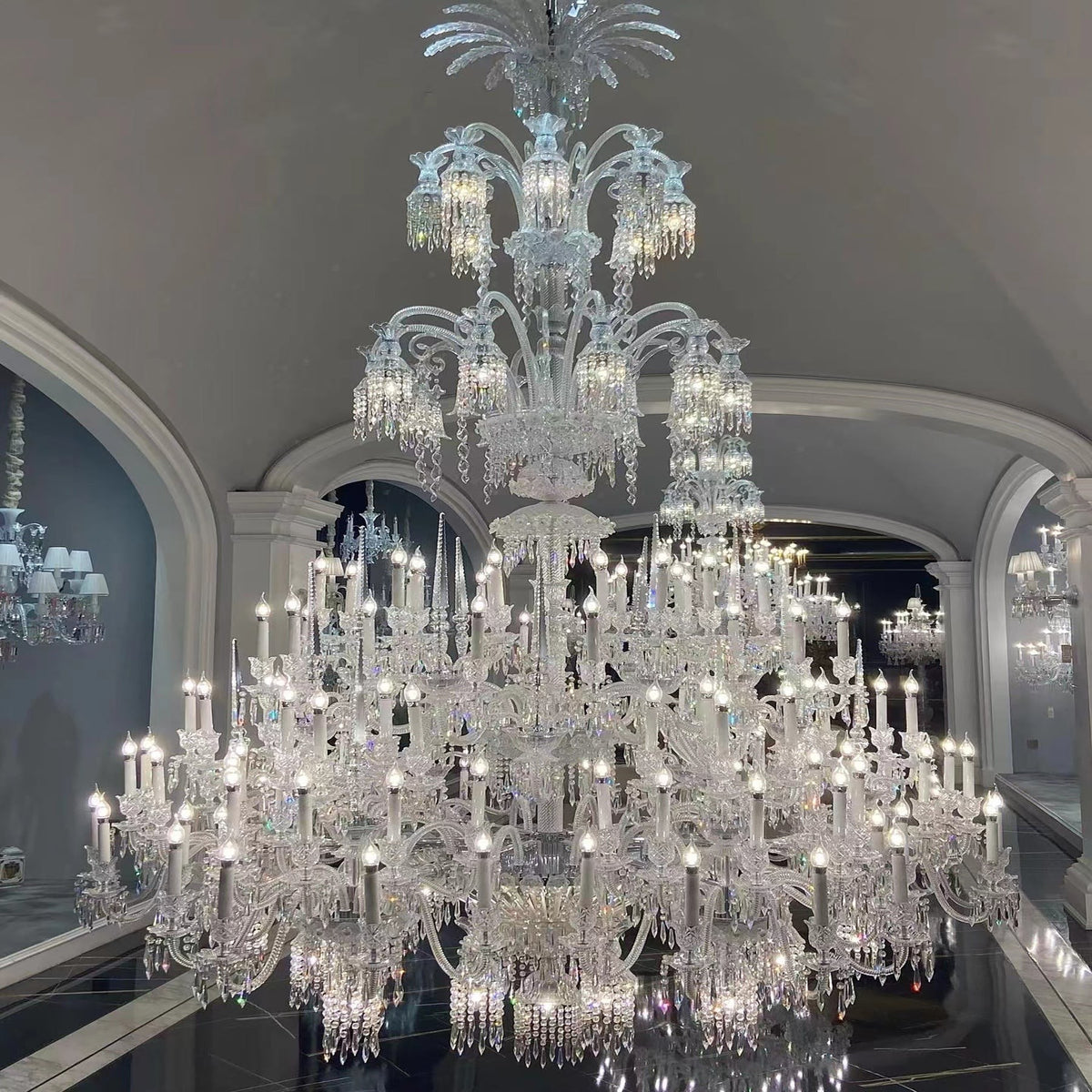 Tiered Faceted Crystal Candle Chandelier