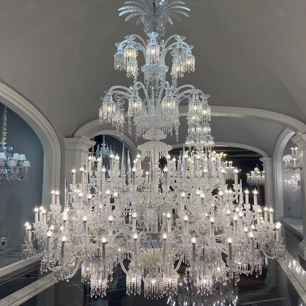 Tiered Faceted Crystal Candle Chandelier