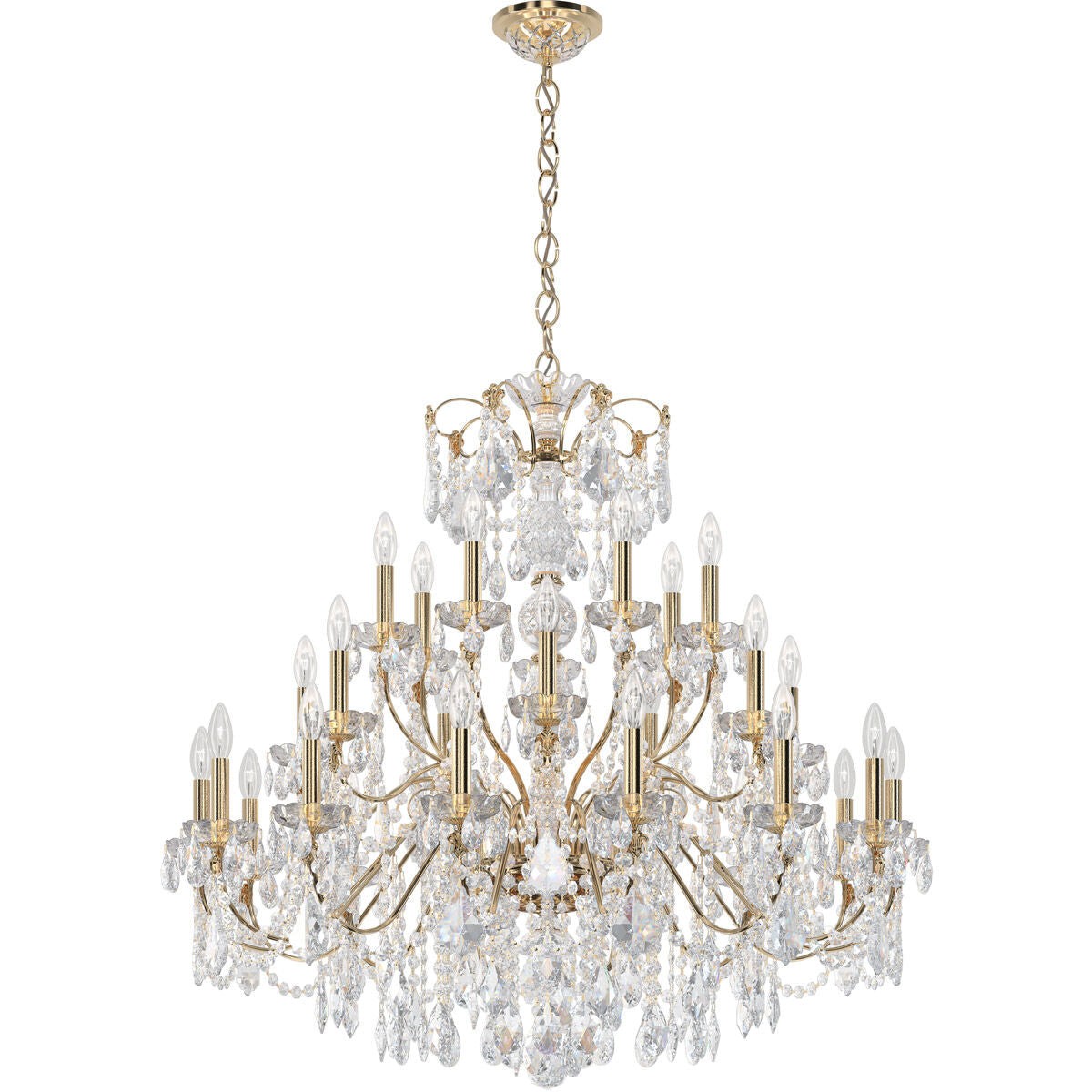 Tiered Faceted Crystal Column Grand Chandelier