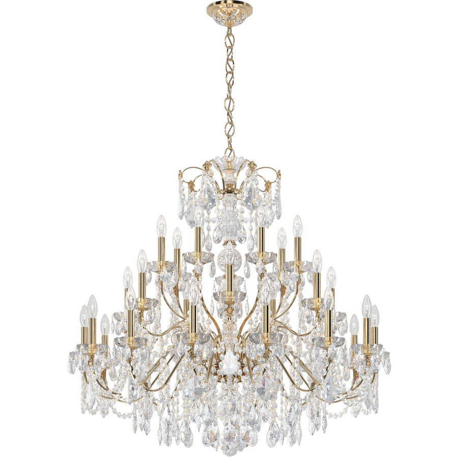 Tiered Faceted Crystal Column Grand Chandelier