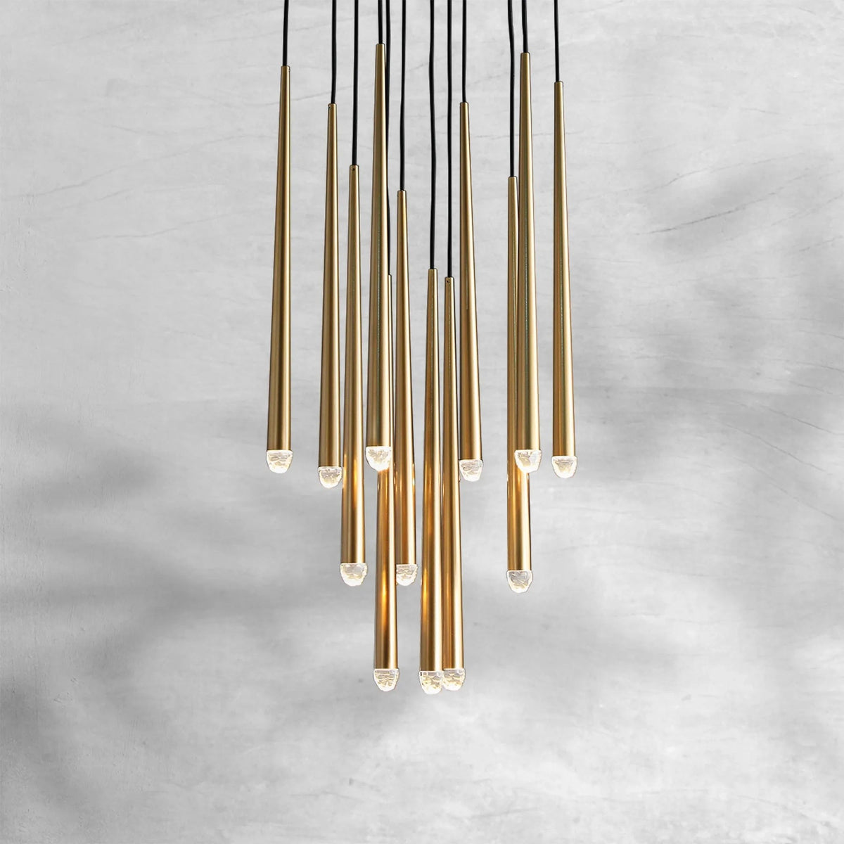 Tiered Faceted Glass Cluster Brass Chandelier