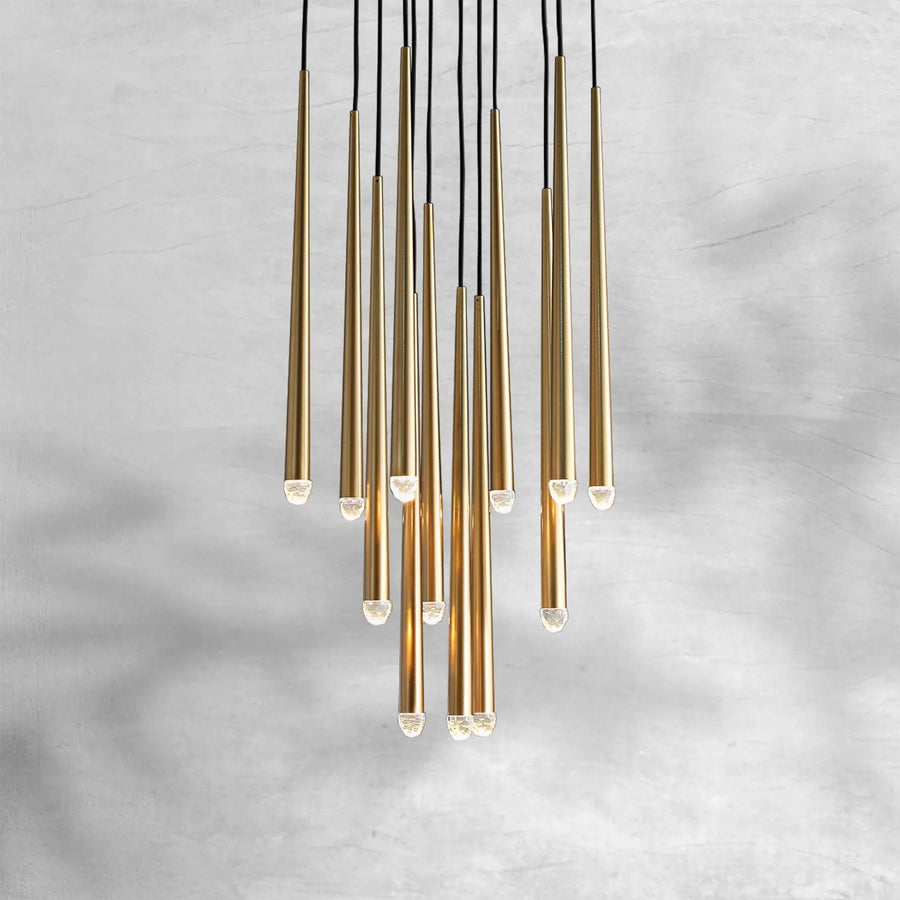 Tiered Faceted Glass Cluster Brass Chandelier