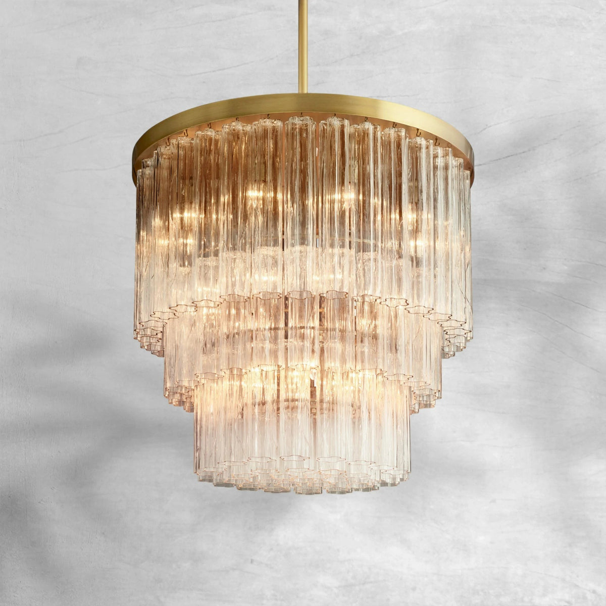 Tiered Fluted Glass Cascade Chandelier
