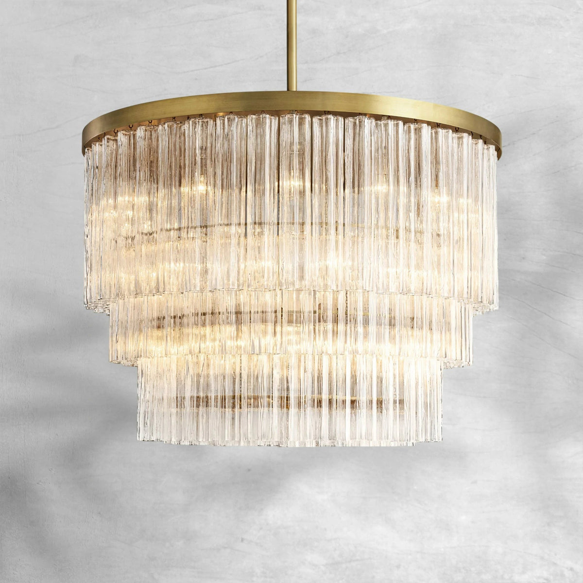 Tiered Fluted Glass Cluster Chandelier