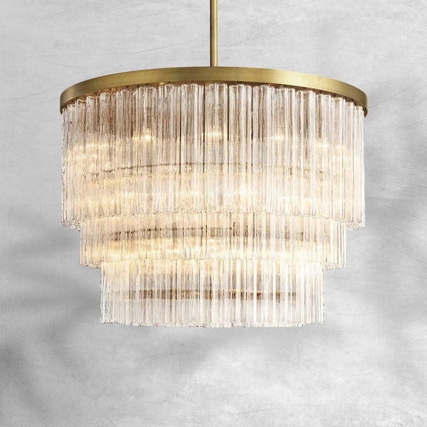 Tiered Fluted Glass Cluster Chandelier