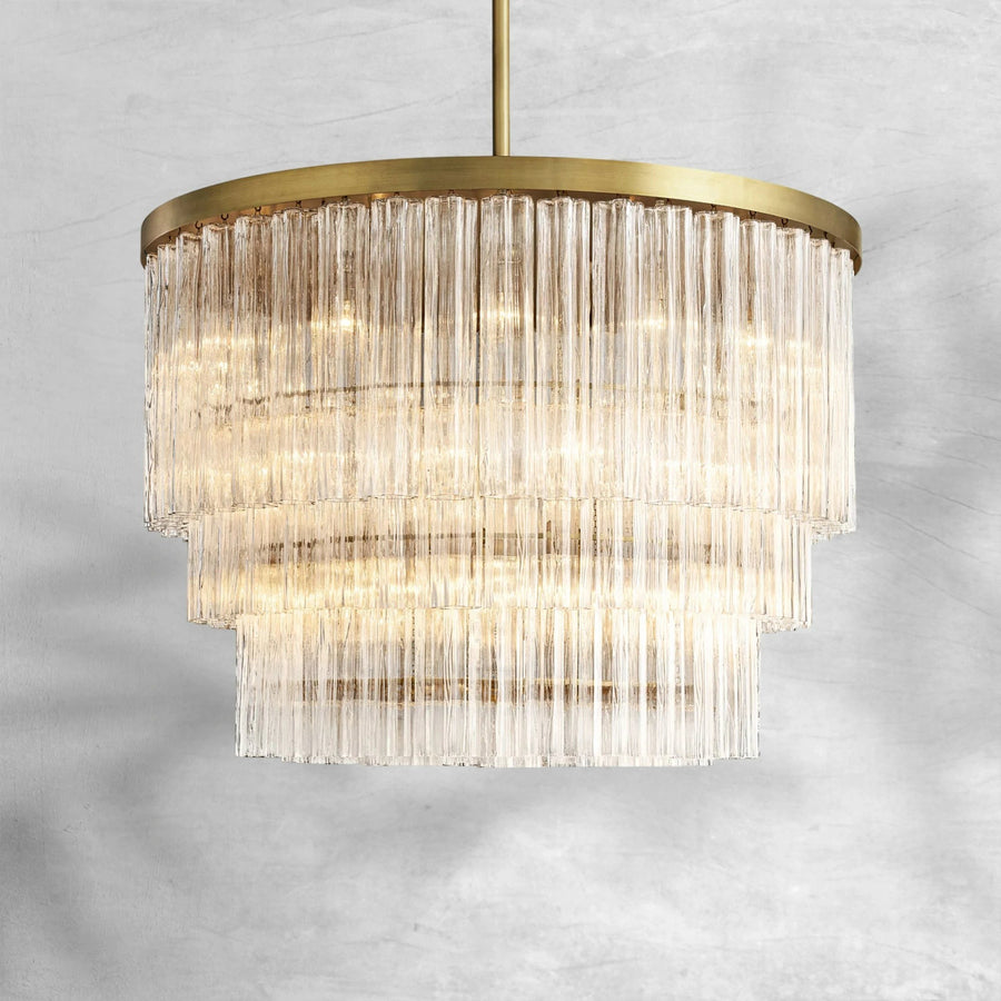 Tiered Fluted Glass Cluster Chandelier