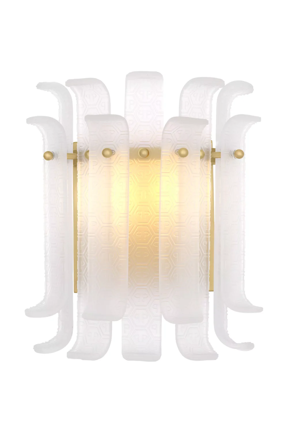 Tiered Frosted and Smoked Glass Brass Wall Sconce
