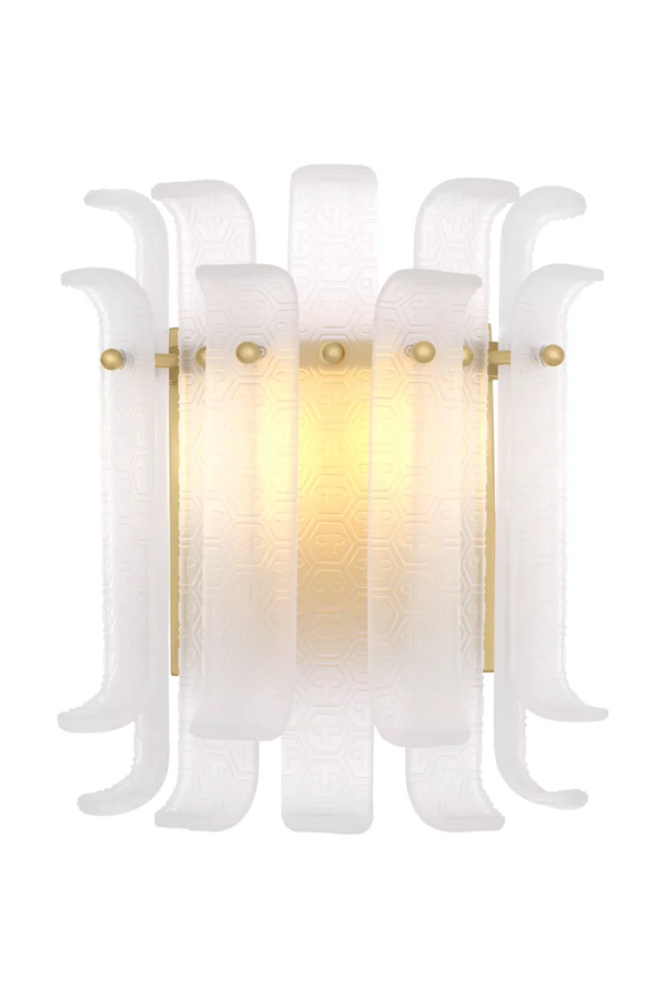 Tiered Frosted and Smoked Glass Brass Wall Sconce