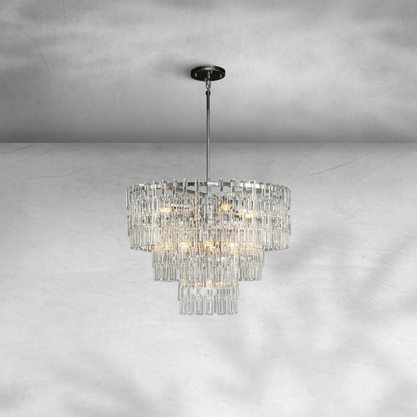 Tiered Glass Chain Link Ring Chandelier
