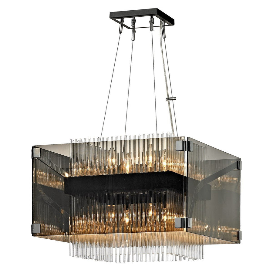 Tiered Glass Diffuser Cluster Metal Chandelier