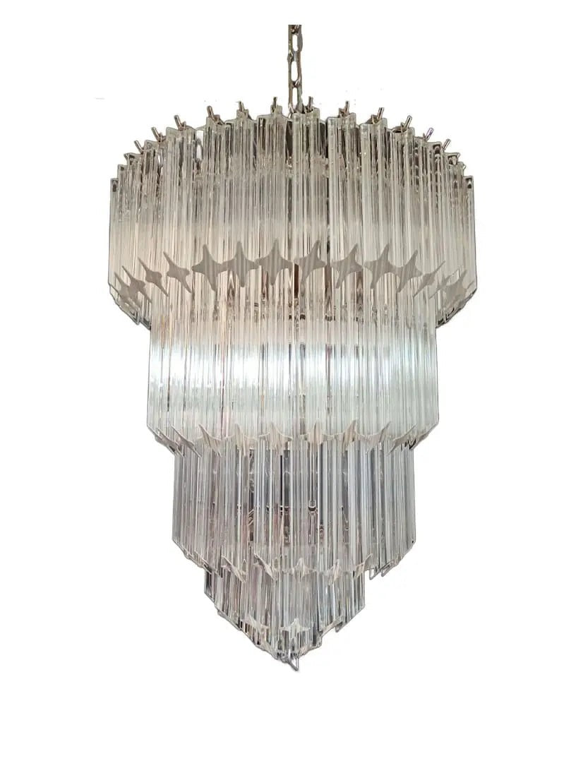 Tiered Glass Prism and Iron Chandelier